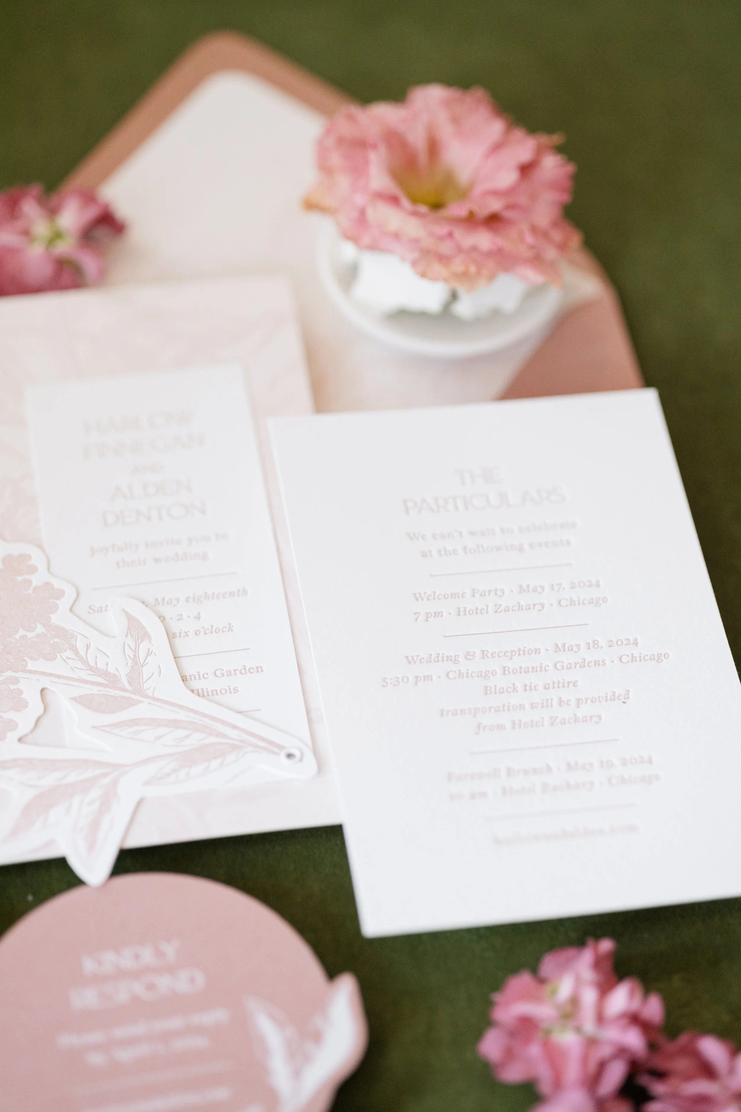 Elevated invitation suite from a styled shoot at the Cavalier Resort in Virginia Beach, Va designed by By Love Events & Design