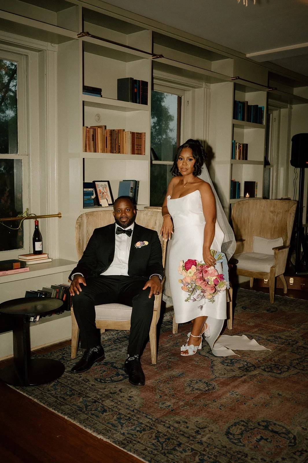 Elegant elopement couple portrait at Common House in Richmond,  Virginia planned by By Love Events design team