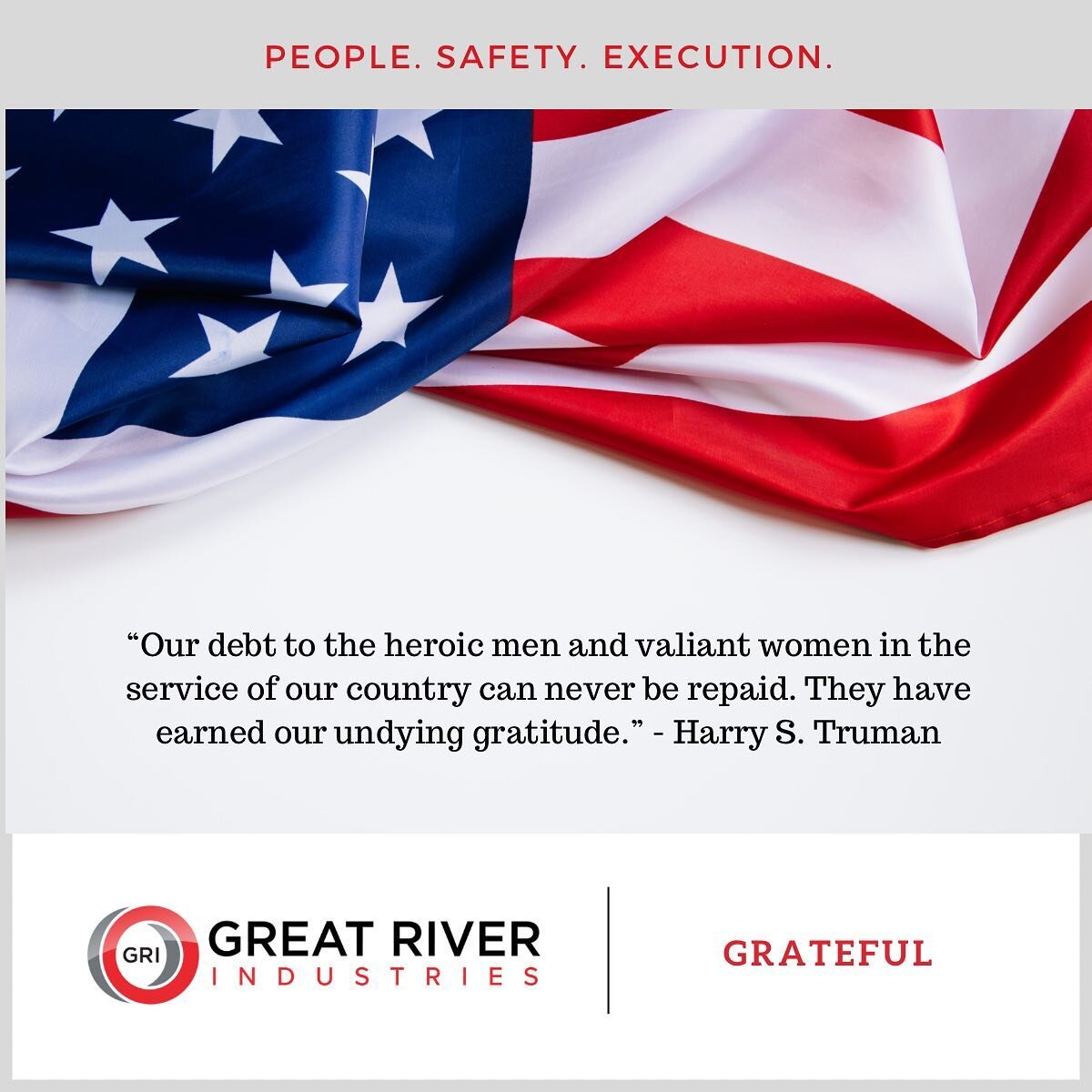 Thank you to all the great and brave soldiers who helped build this great nation! You are the reason behind our greatness today! Have a great Veteran&rsquo;s Day!

#gri360 #grateful #veterans
www.greatriver360.com