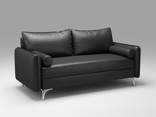 Queenshome Black Burdy Pu Leather, Loveseat Sofa Bed Leather