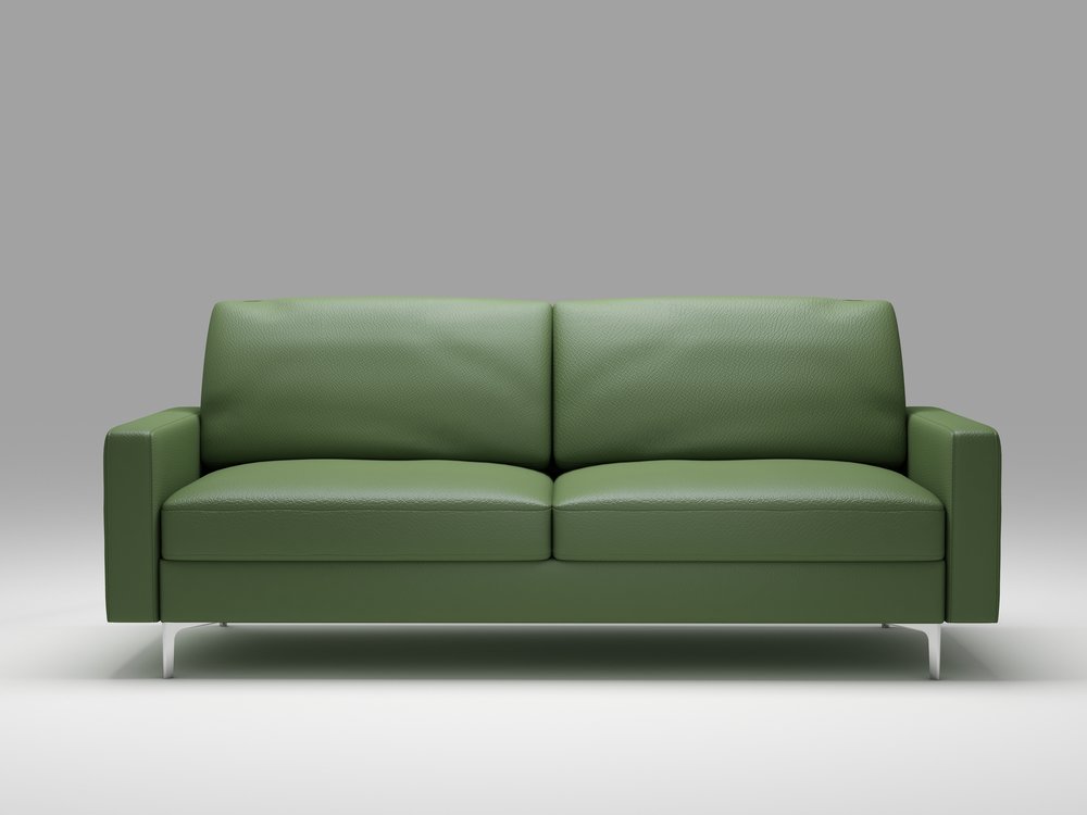 Queenshome Contemporary Dark, Hunter Green Leather Sofa
