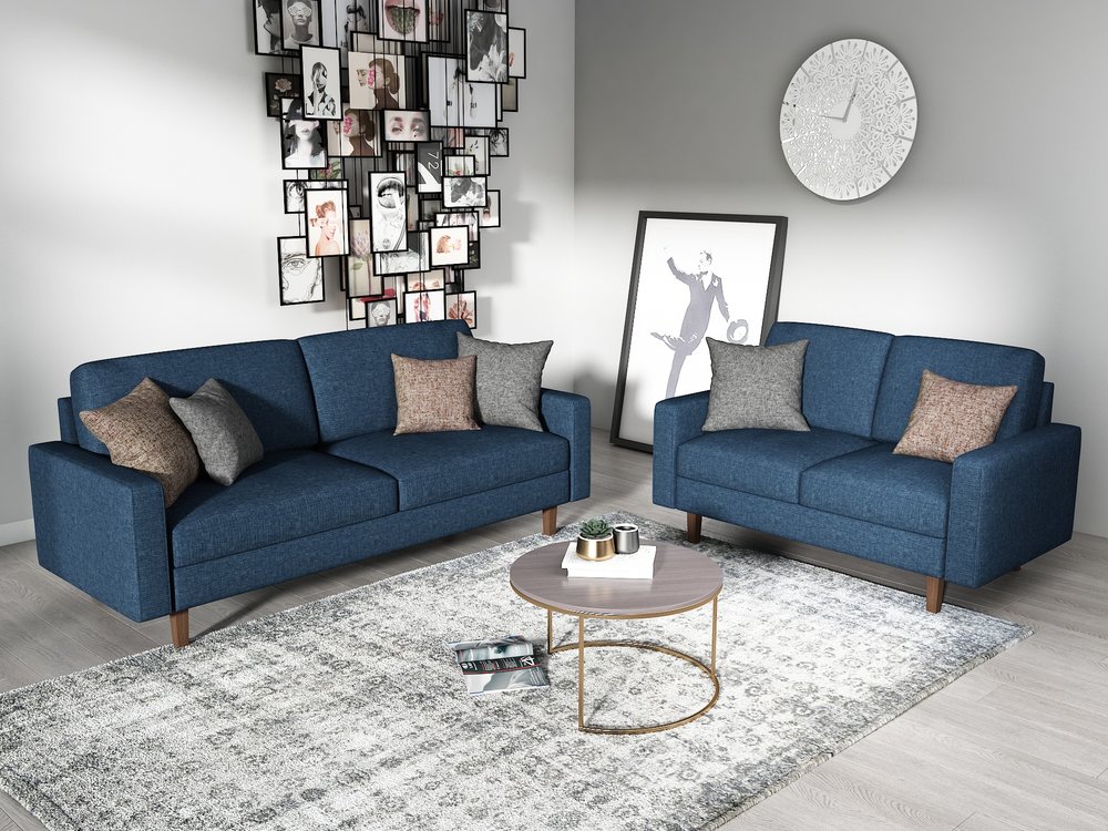 Queenshome Nordic Fabric Detachable 3, Gray Living Room Furniture Sets