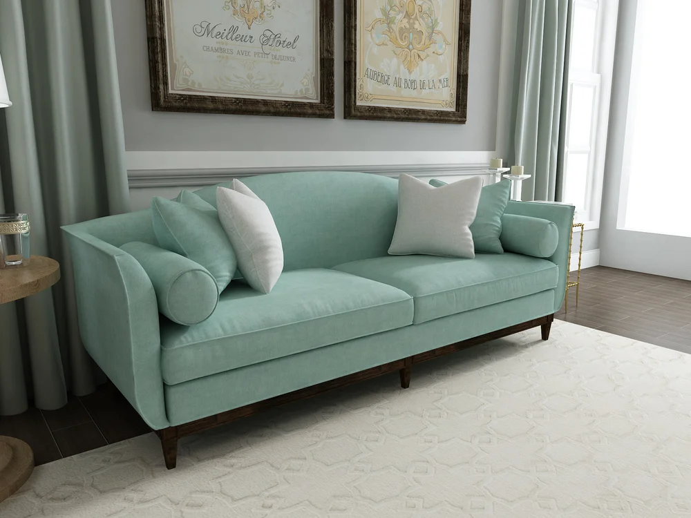 Queenshome Elegant Classic Comfortable Royal Fabric Set 2 Seater Sofa Low Seat Living Room Queens Home Queenshome Elegant Classic Comfortable, Elegant Royal Blue Sofa Set Living Room
