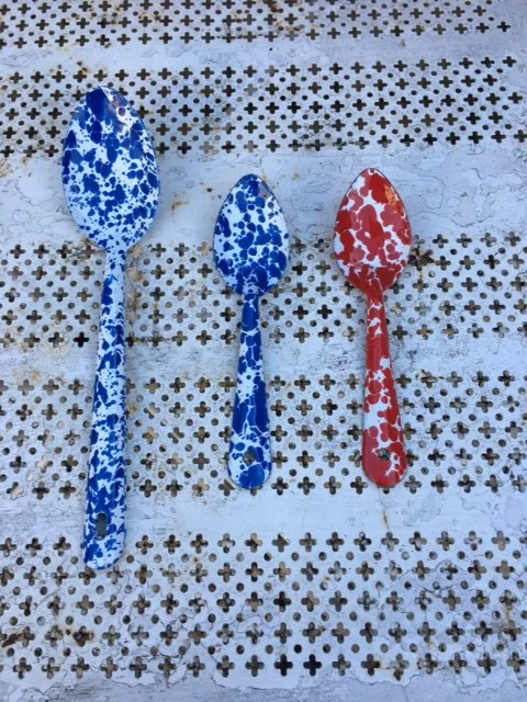 Splattered enamel spoons