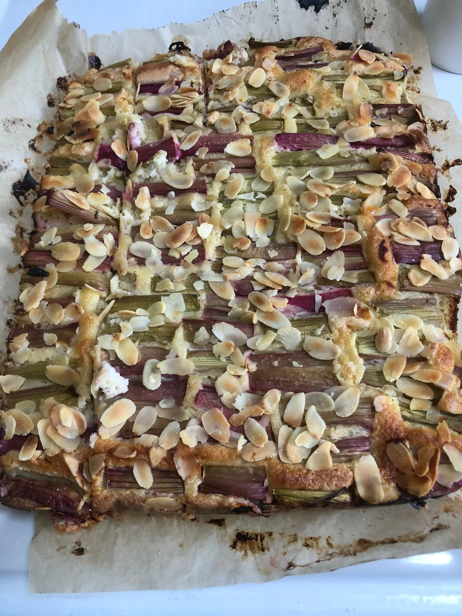 Seasonal Rhubarb & Almond Cake from Our Kitchen Garden