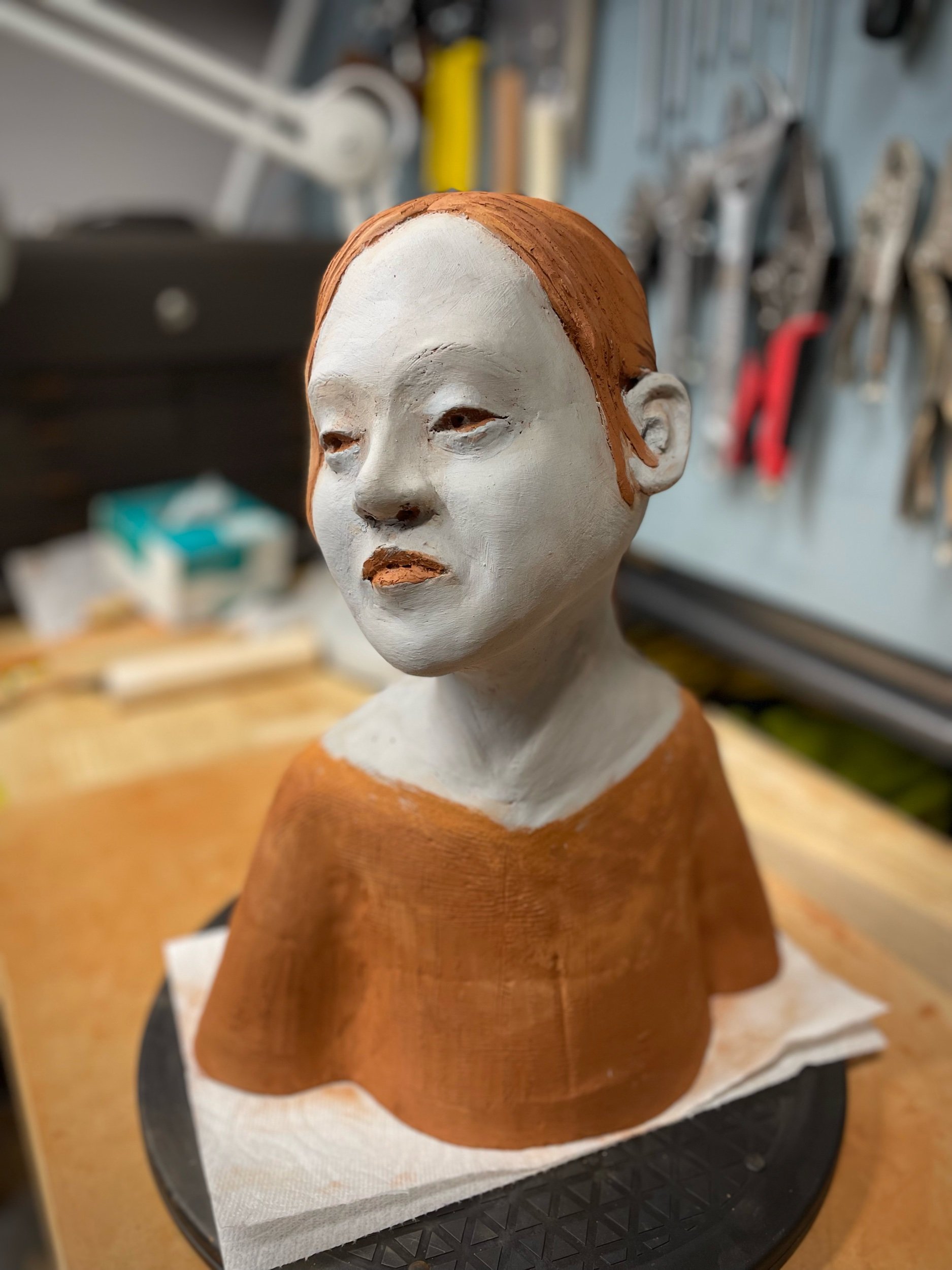  Clay bust, bisque fired 