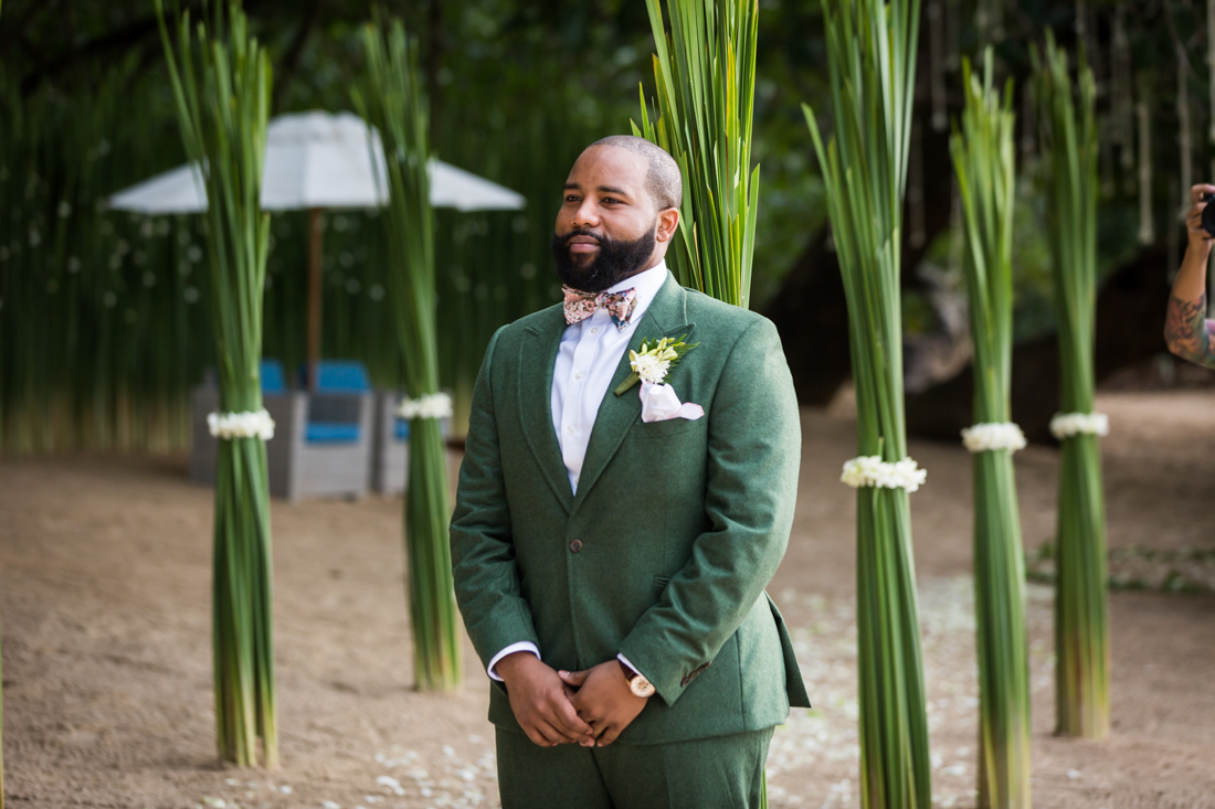 Groom awaits bride