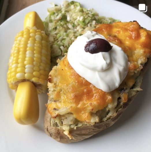 Twice Baked Potatoes with Chiles and Cheese