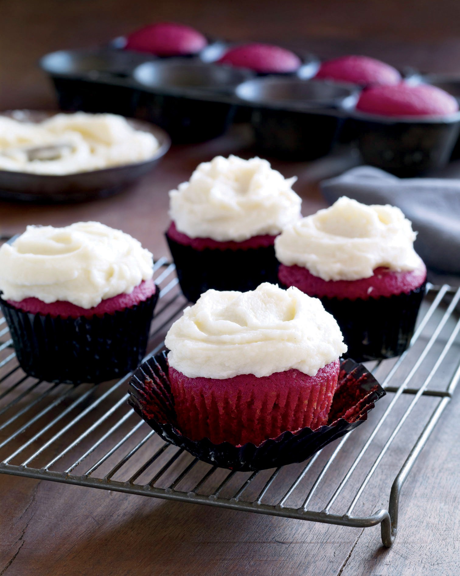 Red Velvet Cupcakes with Orange Buttercream from Roots: The Definitive Compendium by Diane Morgan