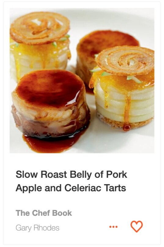 Slow Roast Belly of Pork Apple and Celeriac Tarts from The Chef Book on ckbk