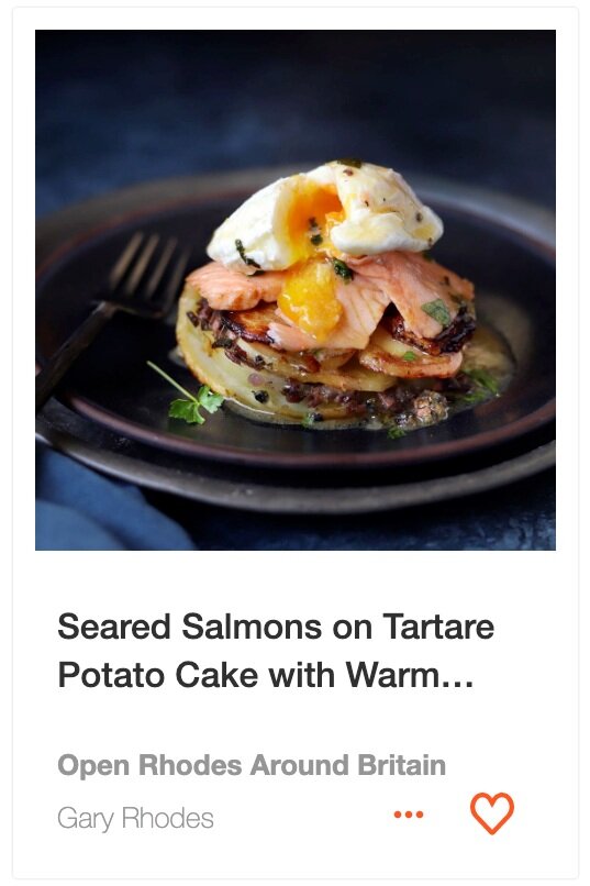 Seared Salmons on Tartare Potato Cake with Warm Poached Egg recipe from Open Rhodes Around Britain on ckbk