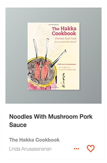 Noodles with Mushroom Pork Sauce recipe from The Hakka Cookbook
