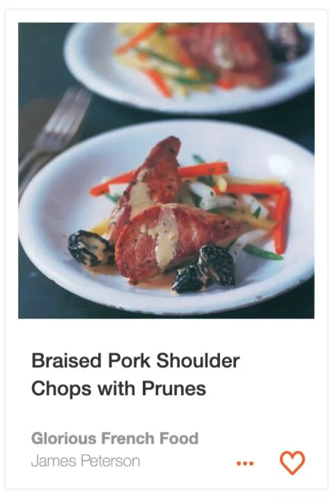 Braised Pork Shoulder Chops with Prunes from Glorious French Food