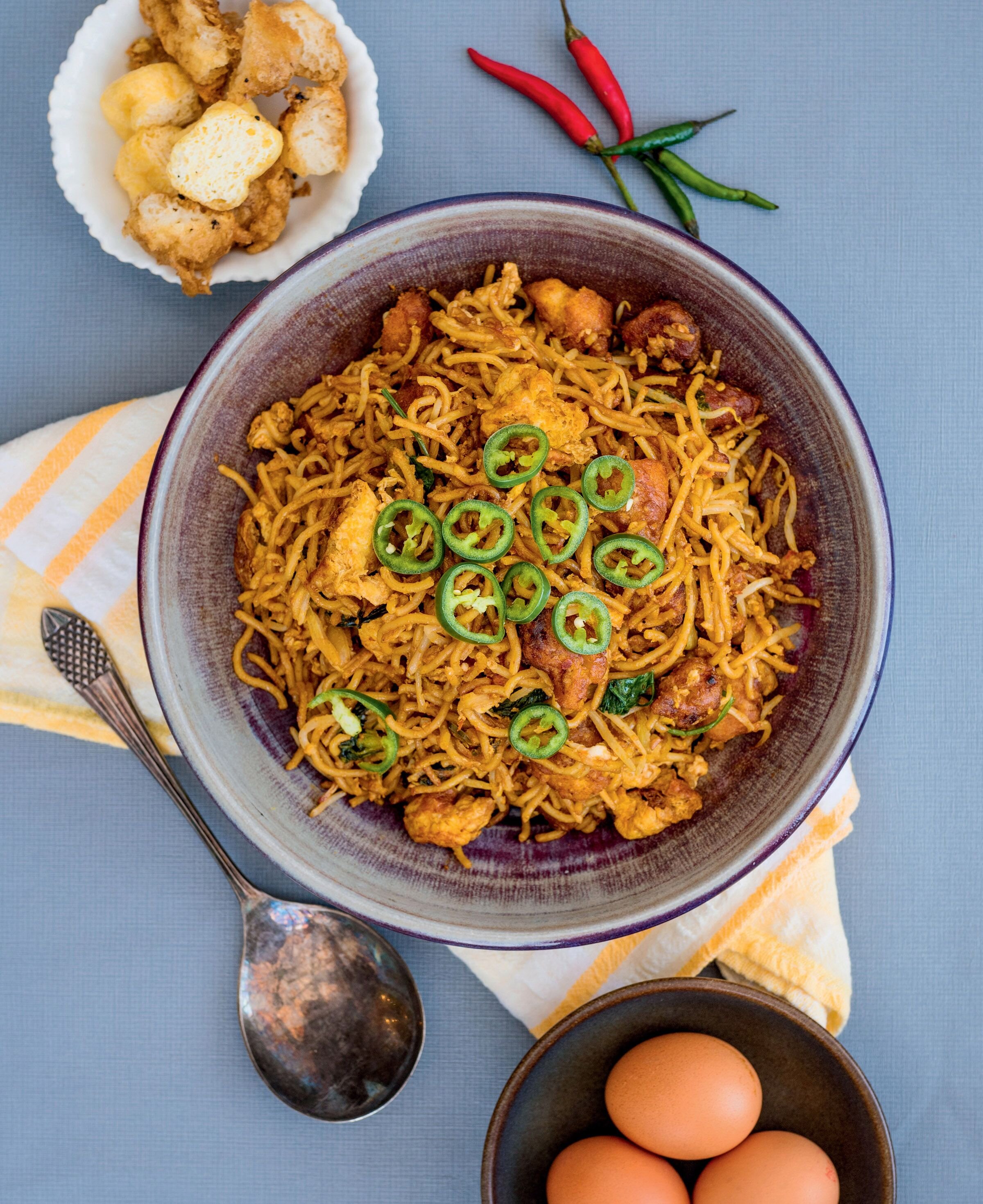 Zaleha Olpin’s recipe for Mee Goreng Mamak is ideal with a cup of sweet milky tea.
