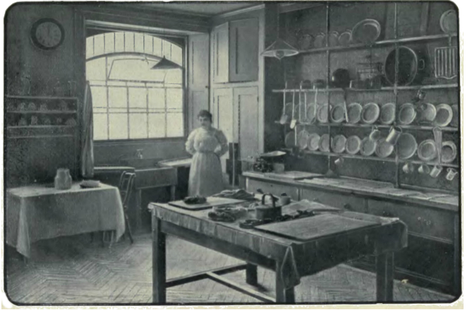 The typical kitchen of a grand house of the 19th century.