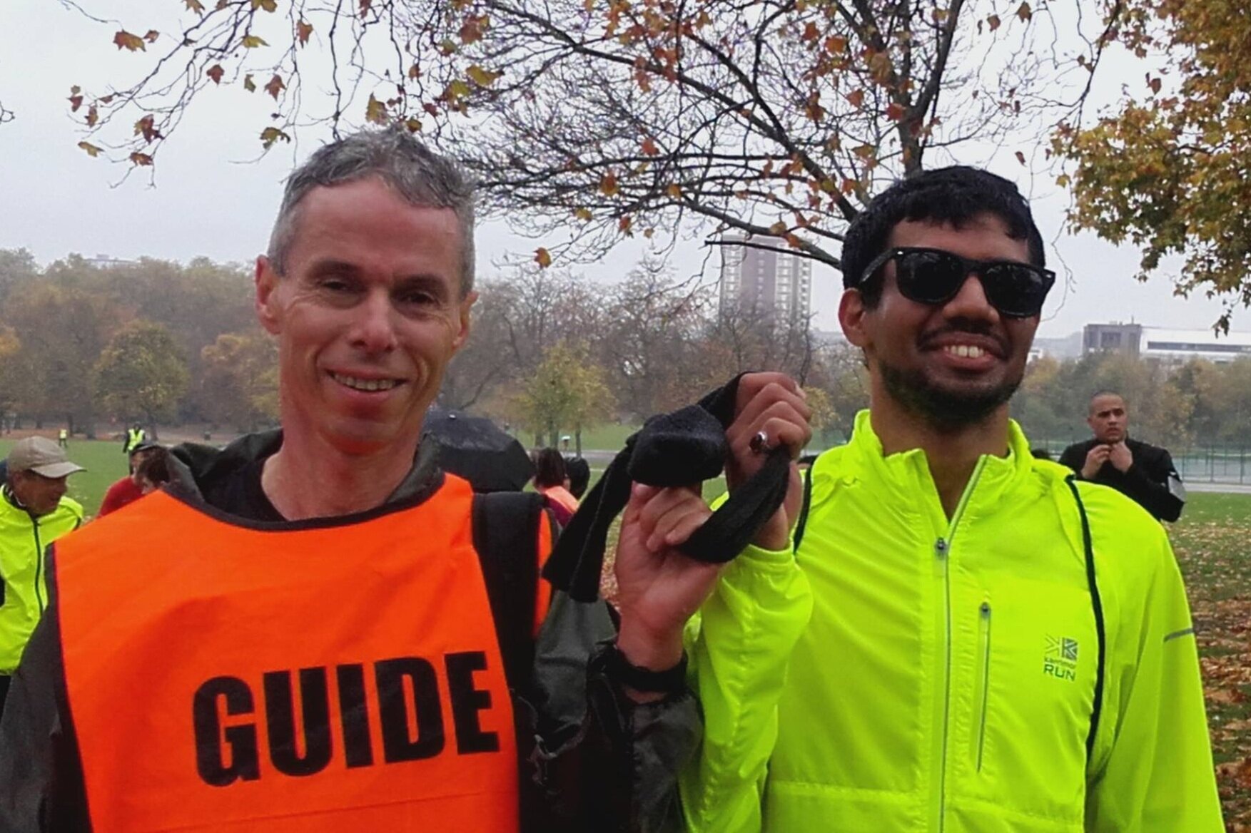 Naqi with Alun, another of his regular guides at Finsbury Parkrun