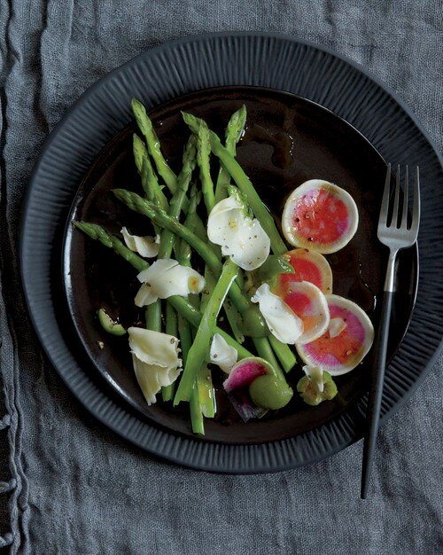 Shaved asparagus and radish salad