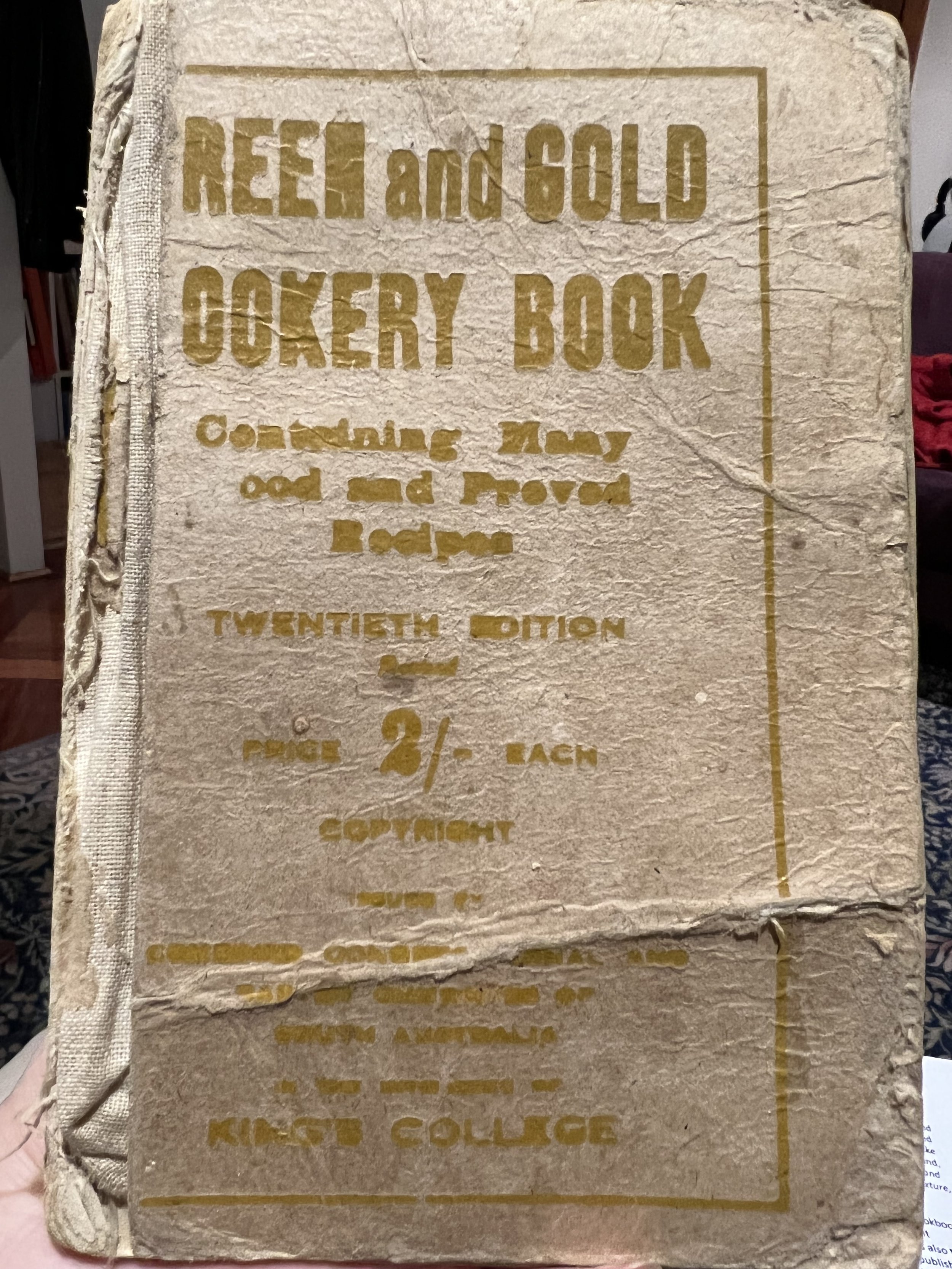 Green and Gold Cookery Book jacket.