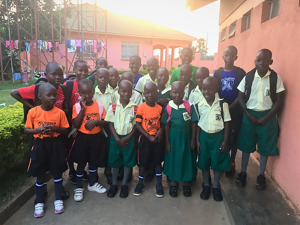 Primary School children from Victory Child Care Project Children's Home ready to start school at St. Ponsiano.