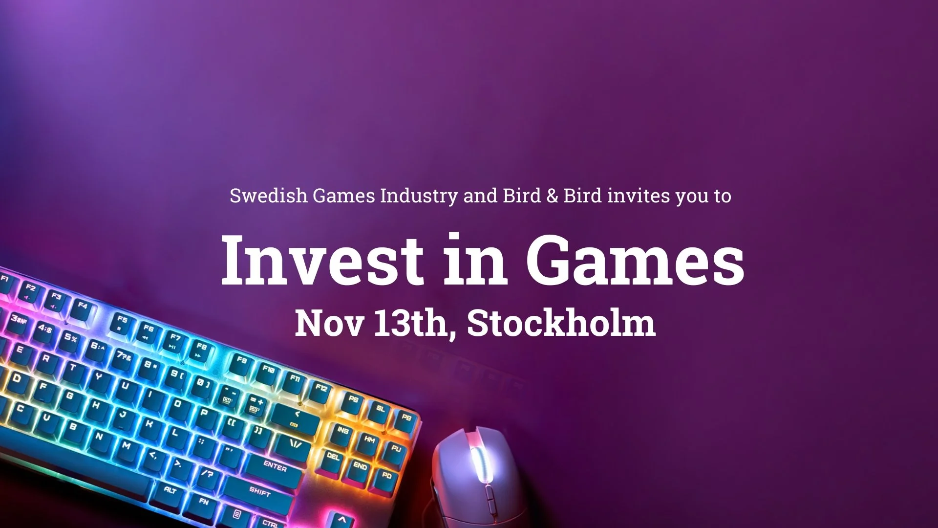 Invest in Games 2024, Nov 13th in Stockholm