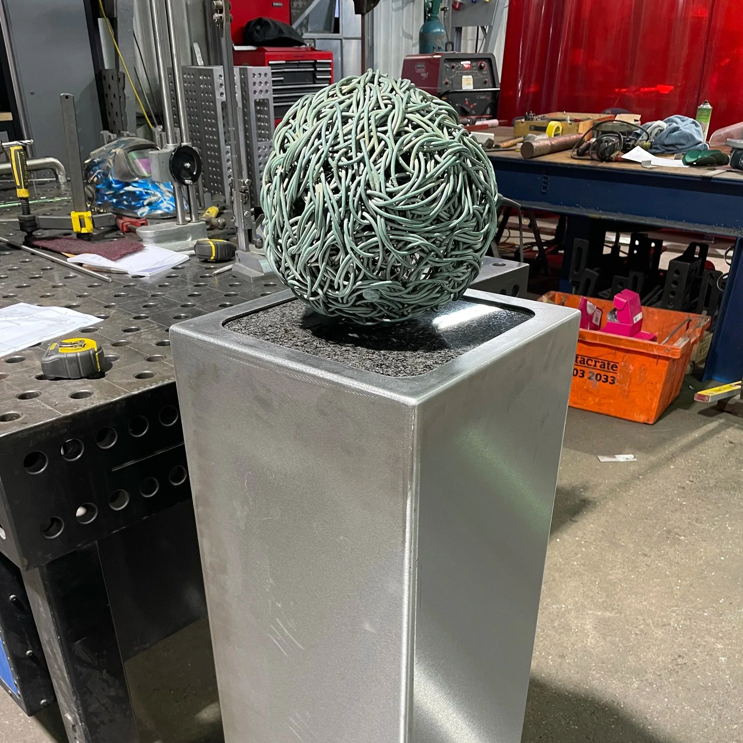 During fabrication of the plinth