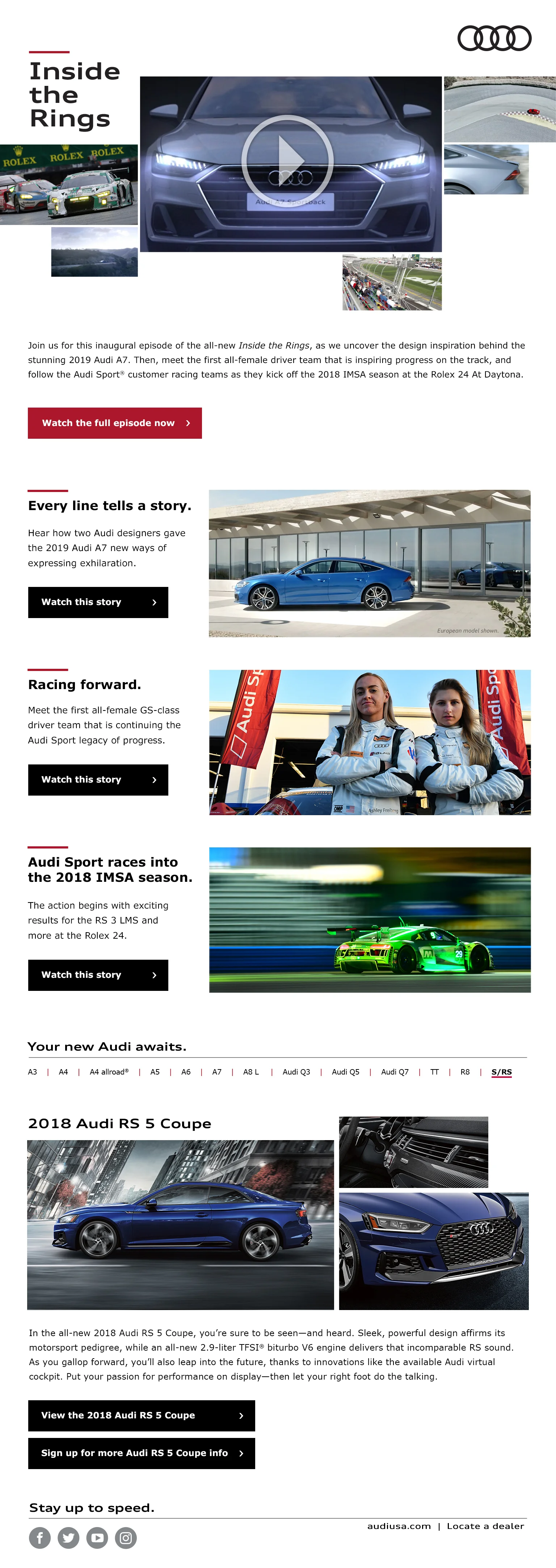 Email that leads to the campaign page and videos on Audi Life.