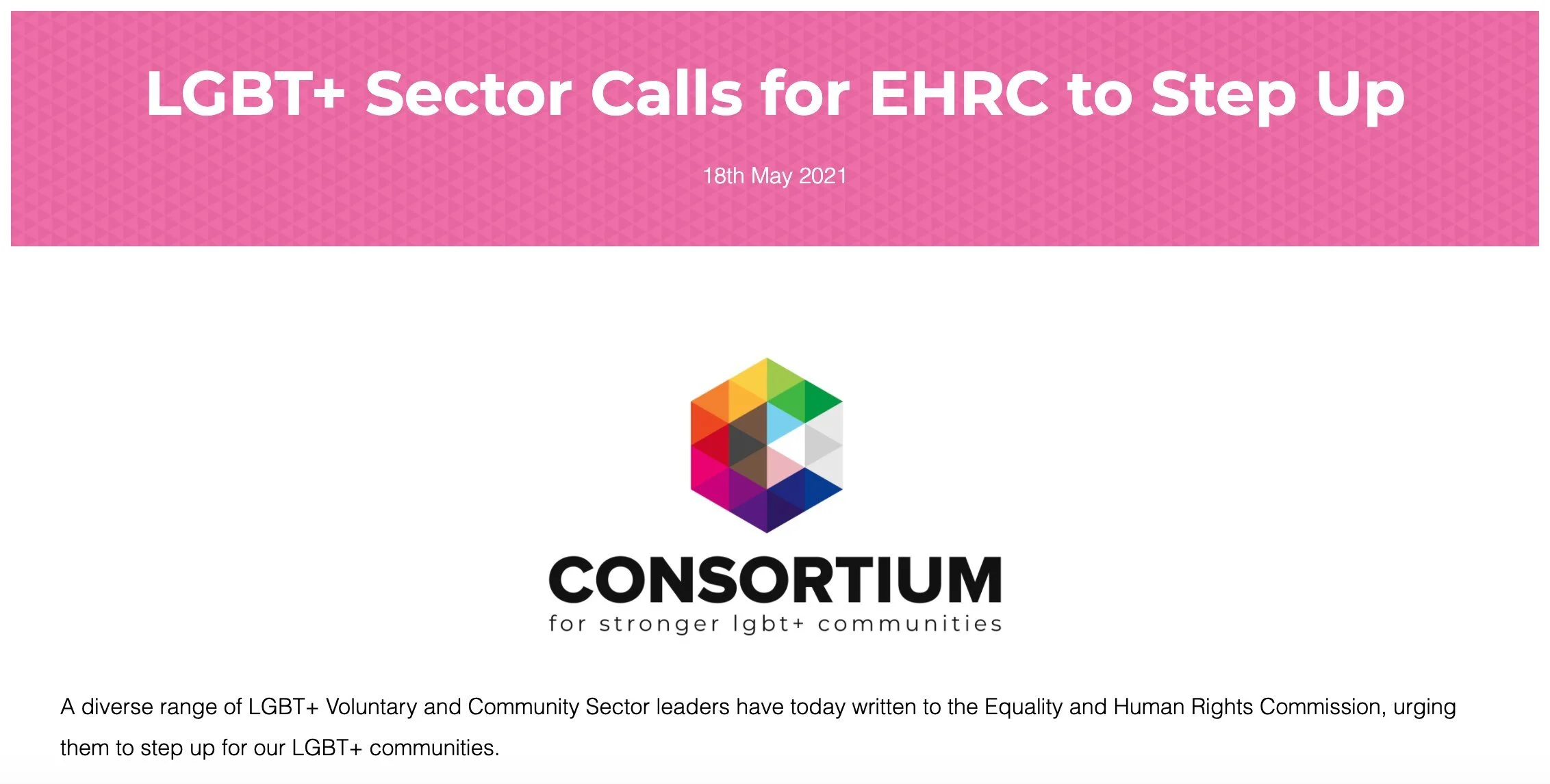 Tonic signs open letter urging EHRC to step up for LGBTQ+ rights