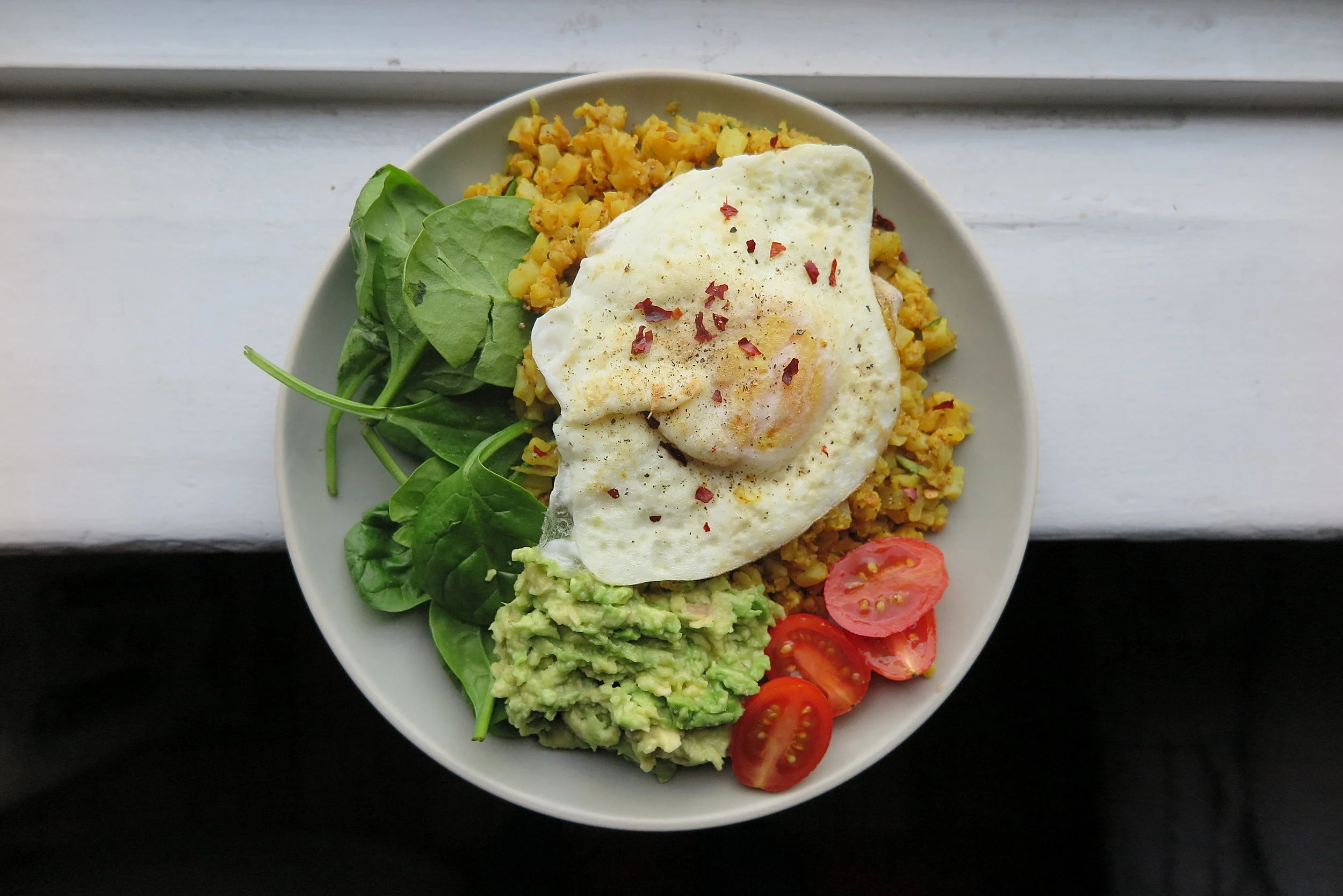 Curried Cauliflower and Egg Bowl