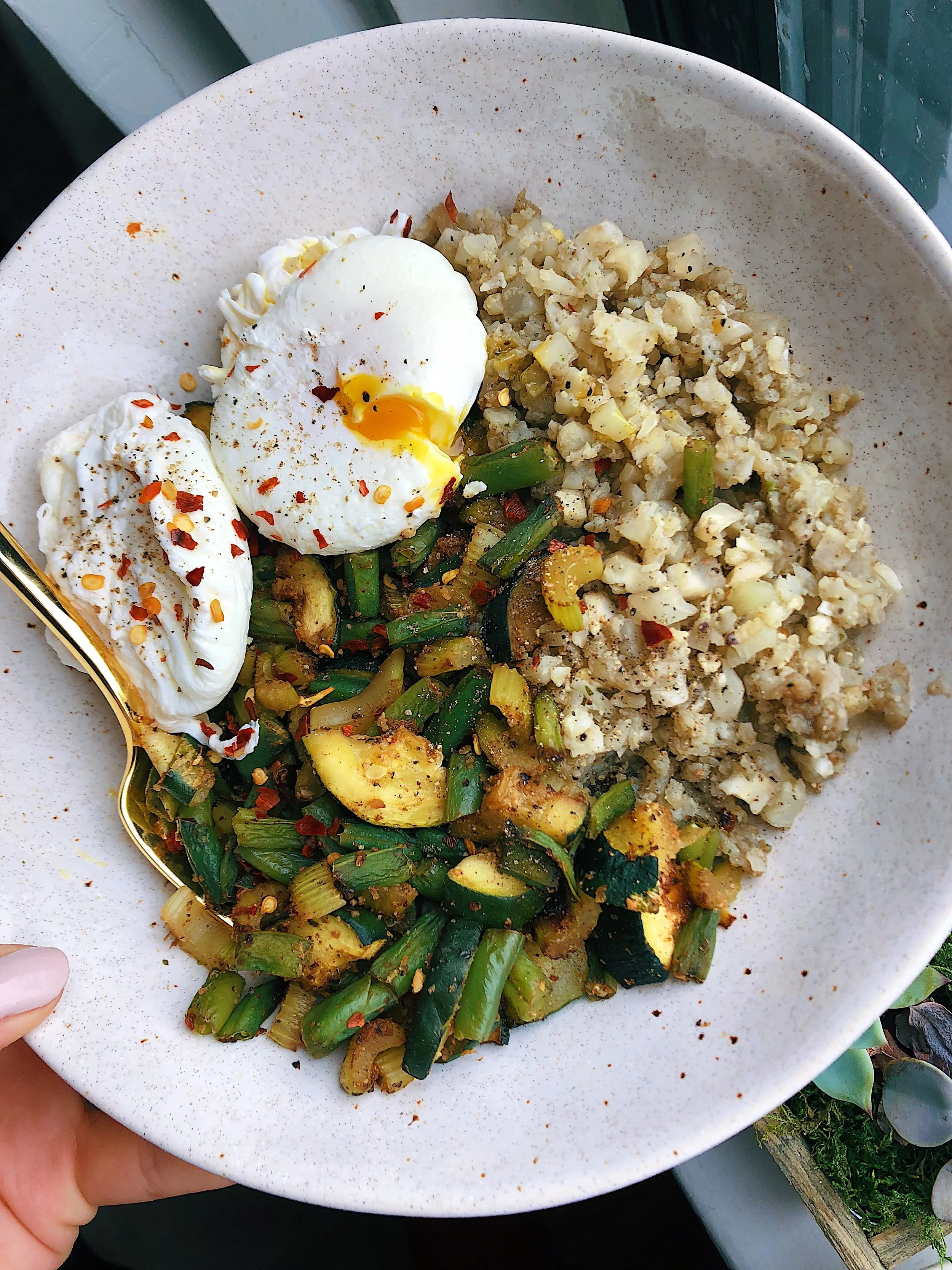 Runny Poached Eggs Bowl 