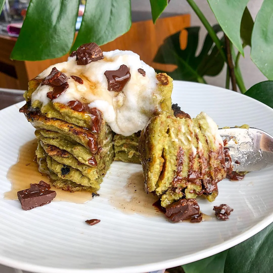 Chocolate Chip Double Matcha Pancakes