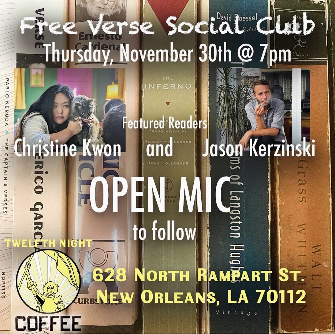 Our first open mic is TONIGHT! Poets, writers, artist, and all who love literature&hellip;we will be having our first monthly poetry reading and open mic tonight, November 30th at 7pm. Our address is 628 Rampart St. (There&rsquo;s also a link to maps