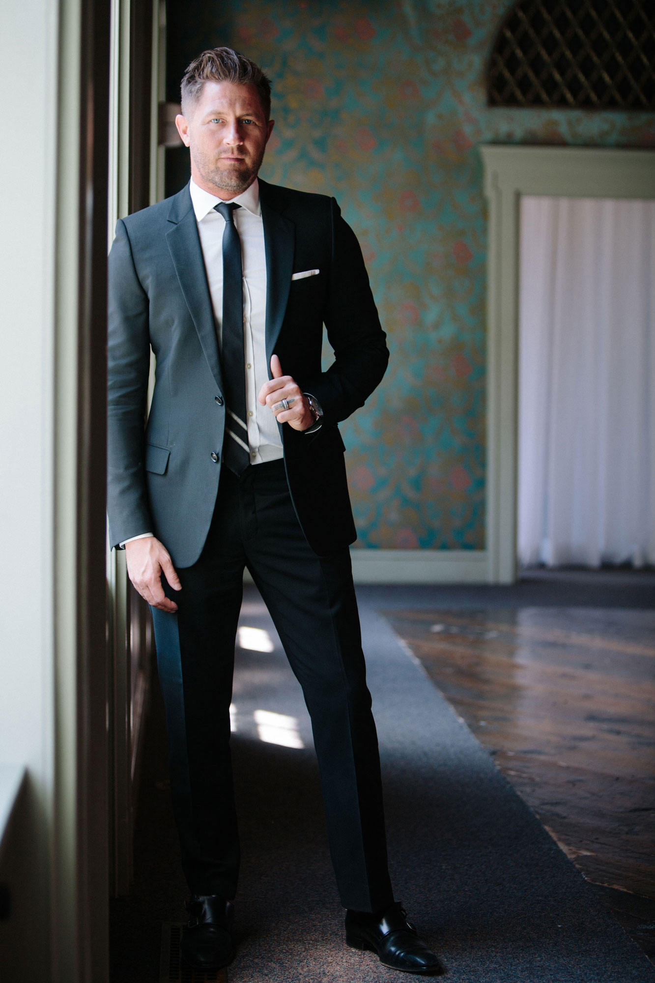 portrait of a groom on his wedding day