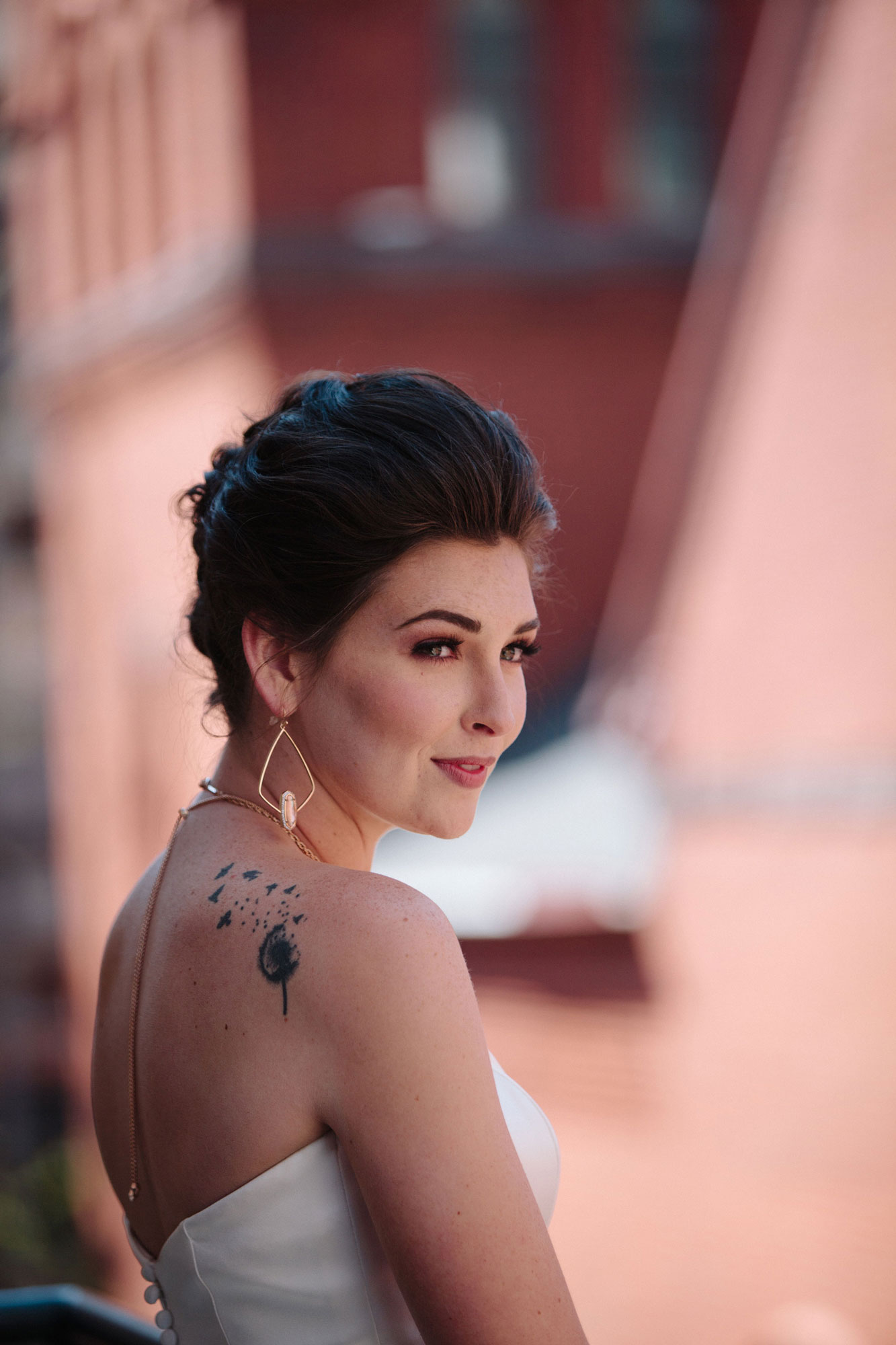 A portrait of a bride on her wedding day