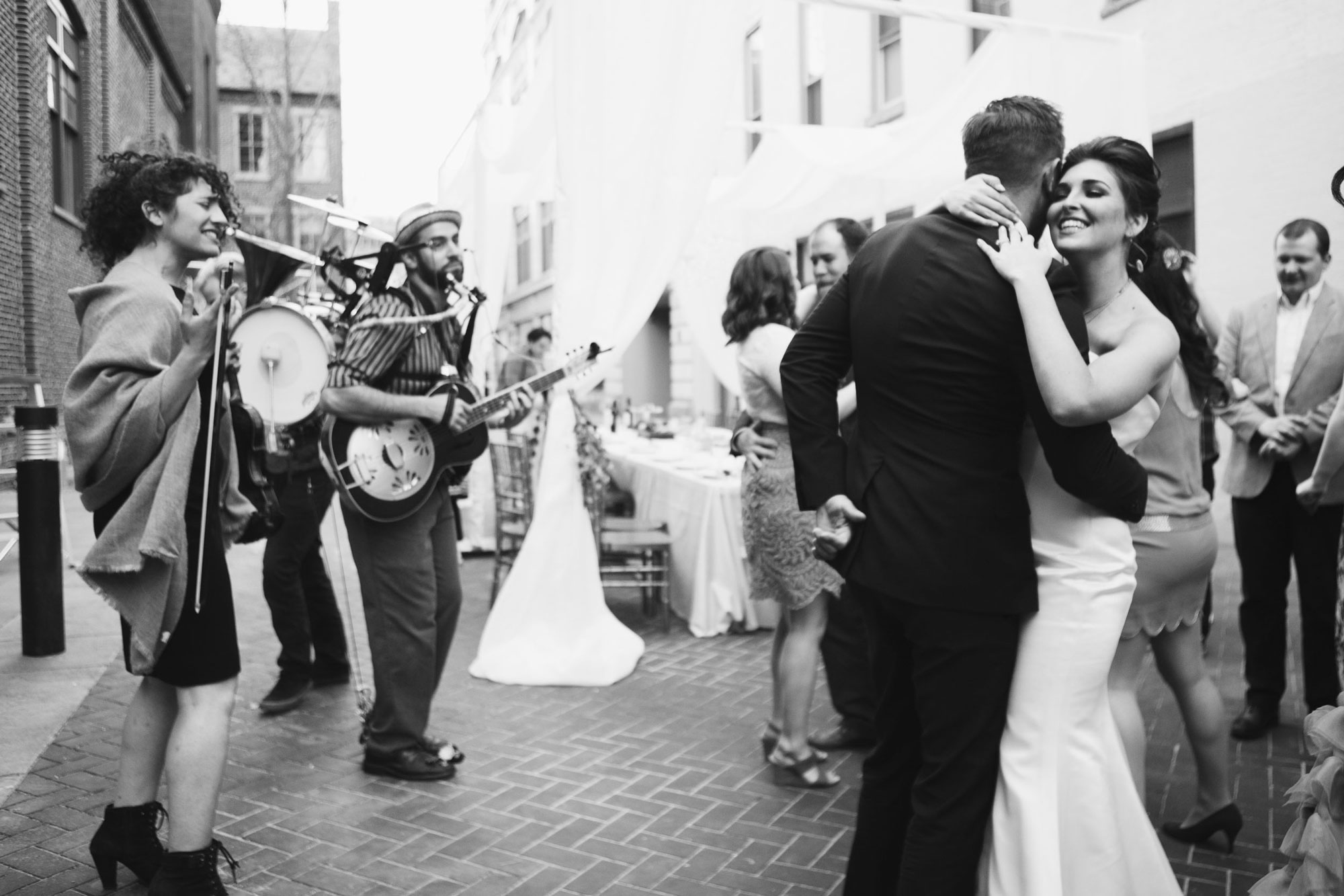 Photo of a couple having their first dance at their wedding in Market Alley, Lancaster, PA