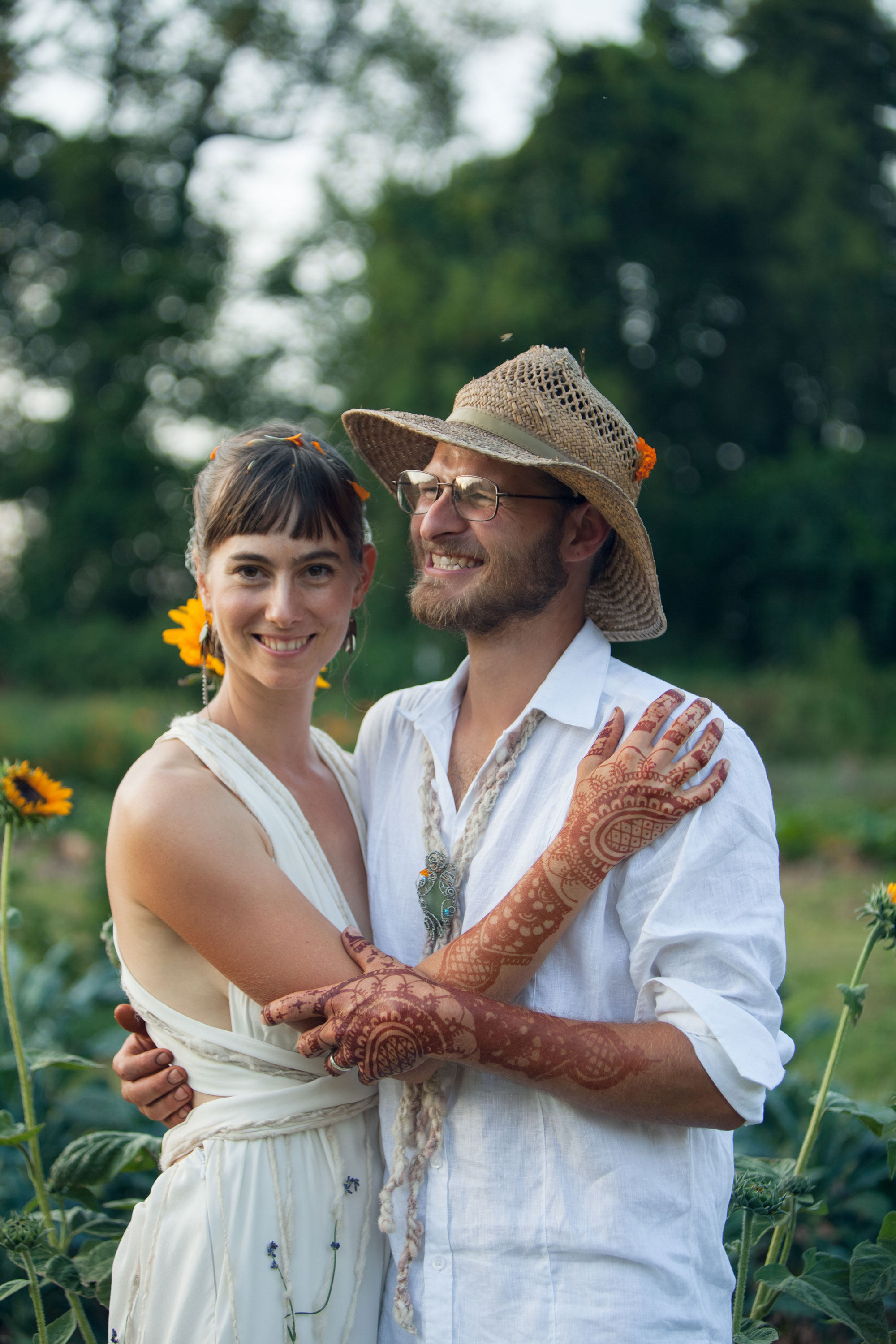 a portrait of the bride and groom on their farm in Central Pa