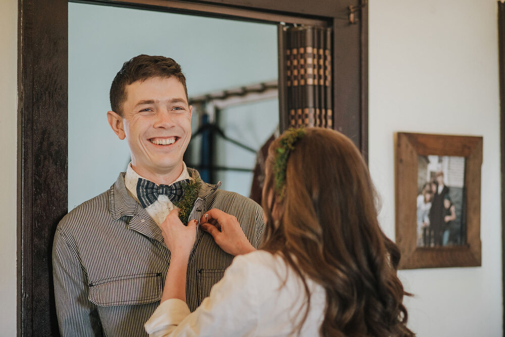 Bride and groom getting ready to elope