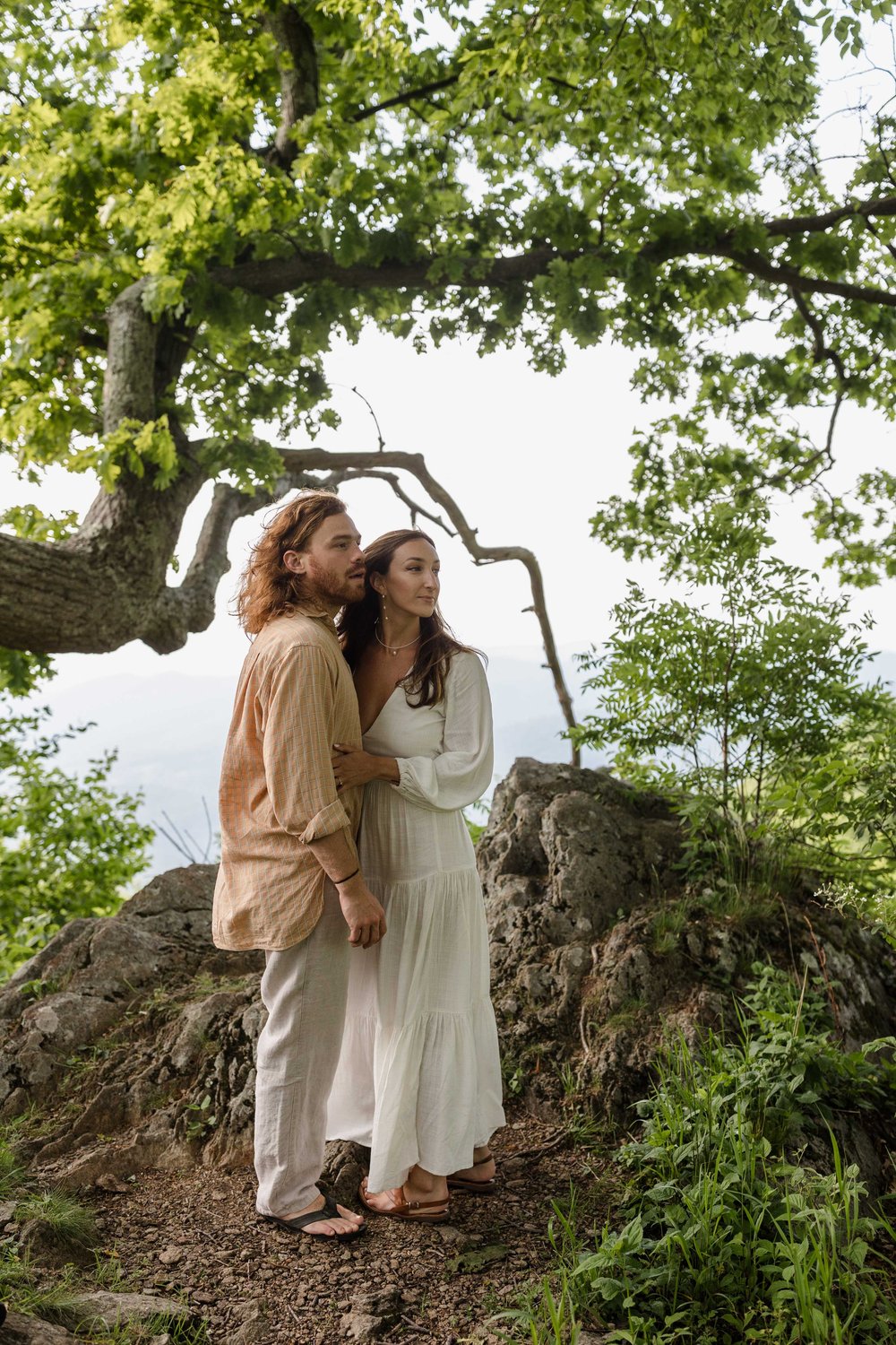 Couple being photographed at Jewell Hollow Overlook at Shenandoah National Park