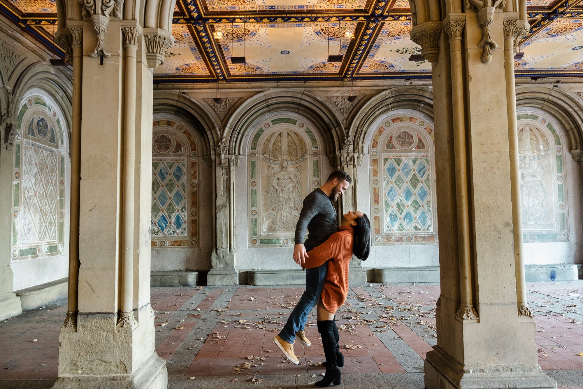 Couple at the Bethesda Terrace Arcade in Central Park