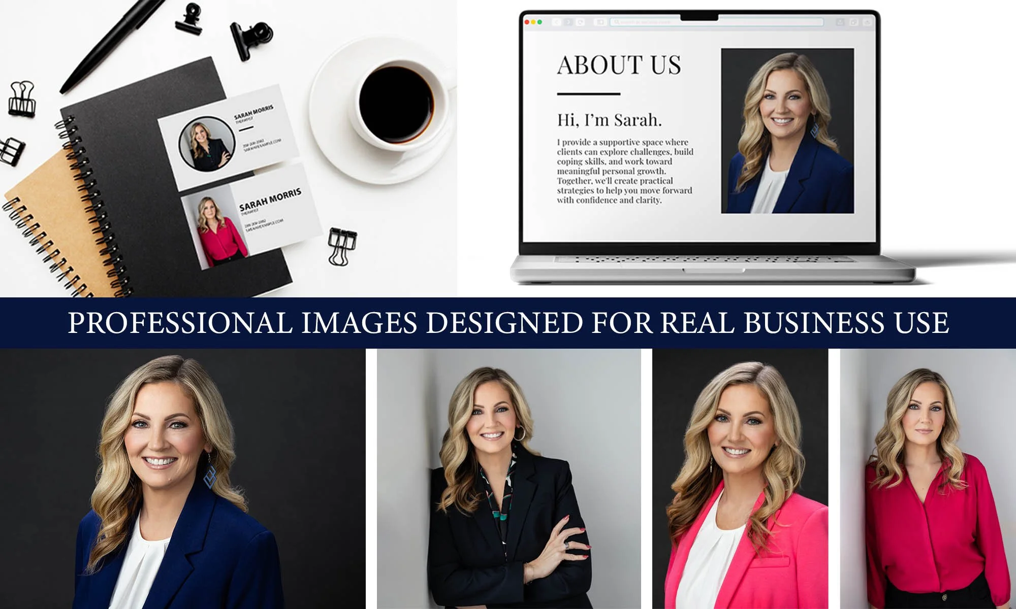 Professional headshots used on websites, business cards, and marketing materials for Boise business owners and entrepreneurs.
