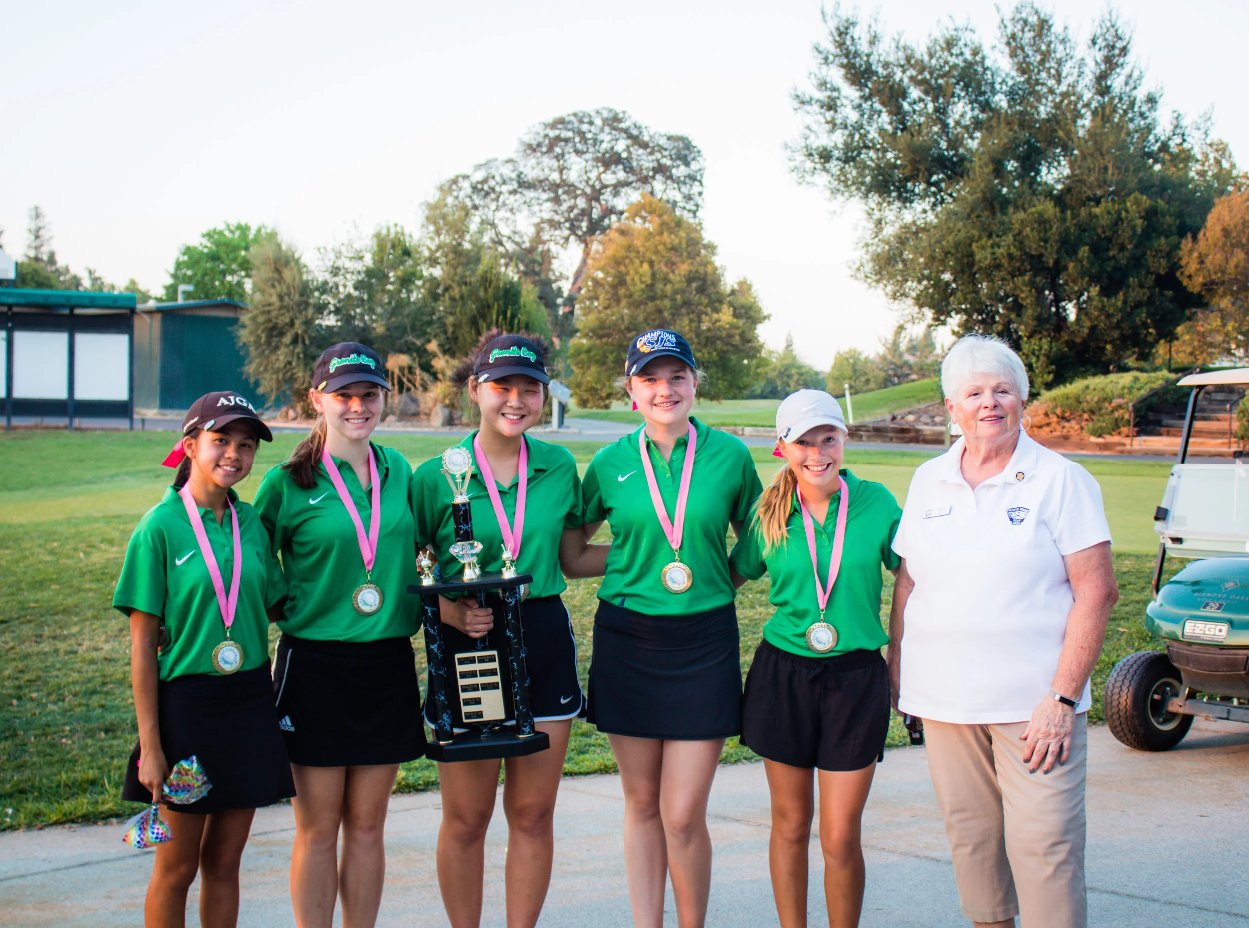 Granite Bay High School golfers, along with PWGA Vice President, Sue Kort.