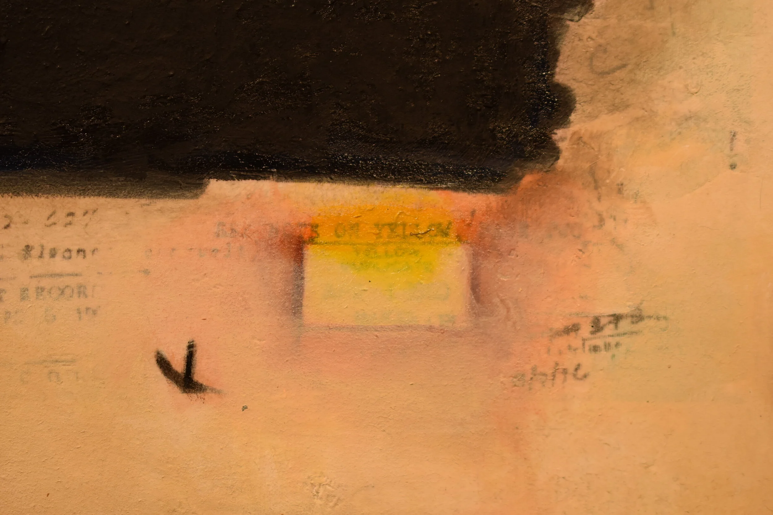   FBI File: WFO 62.4108 “Yellow Duplicate - Merry Winston”  (2019) detail  Acrylic and pastel on gessoed Rives BFK  20” X 14”  