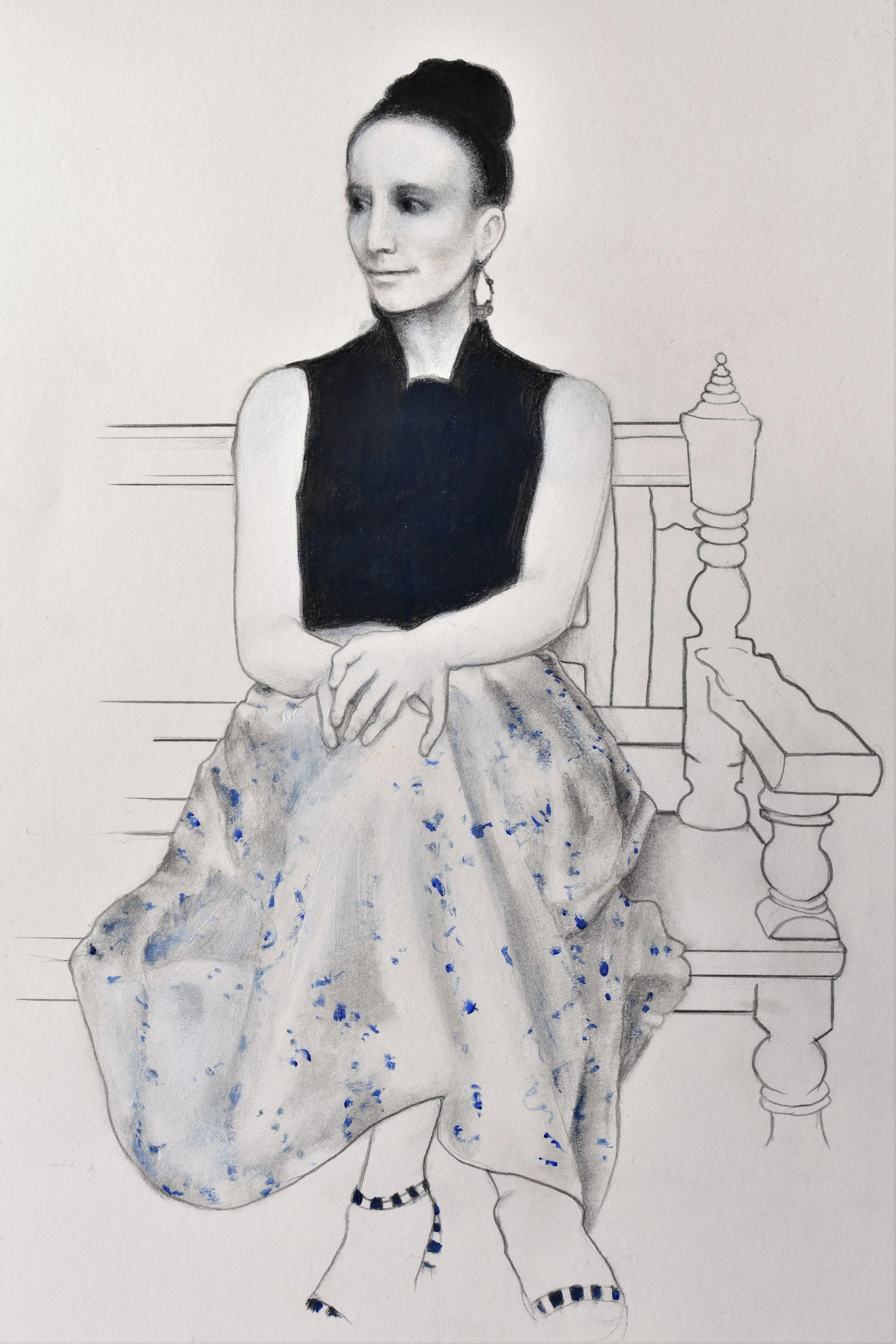   Andrea as a Picasso  (2018) Graphite and acrylic on Rives BFK 24” X 18”   