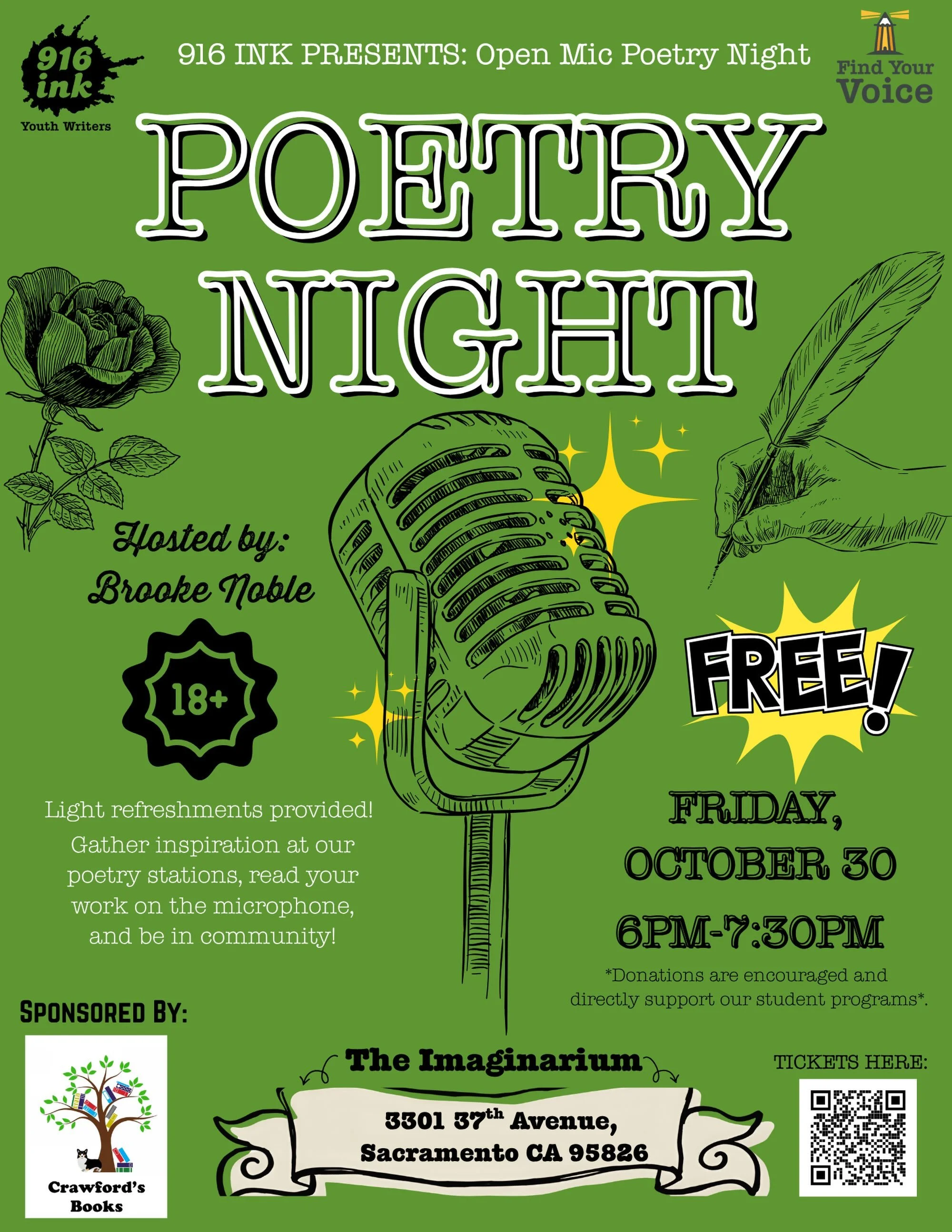 🎤 Sacramento poets &amp; storytellers, mark your calendars! 🎤

We&rsquo;ve updated our flyer with all the final details for our upcoming Open Mic Poetry Night! Whether you want to step up to the mic, explore our interactive poetry stations for insp