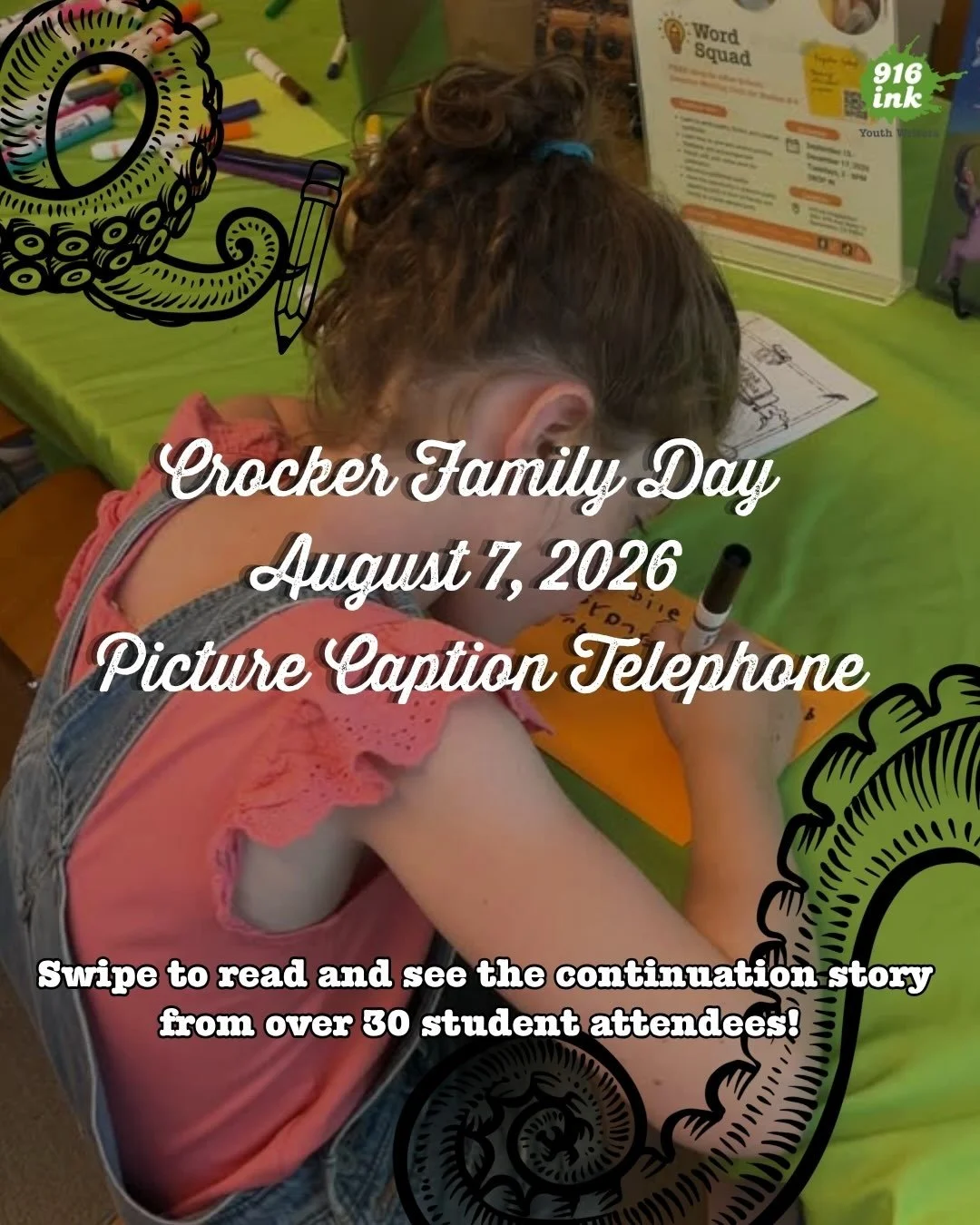 Thank you @crockerart for having us at last month Family Friday! We were joined by over 30 students who used their creativity to help create a one of a kind story and participate in Picture Caption Telephone 🎨✍️✨
