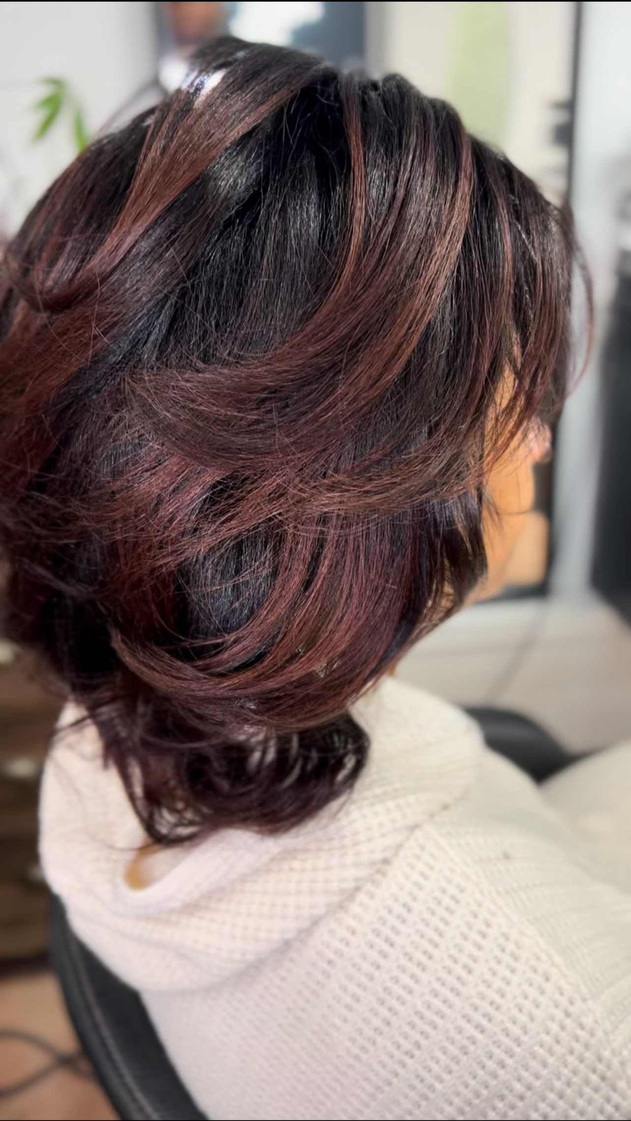 Auburn ribbon brunette