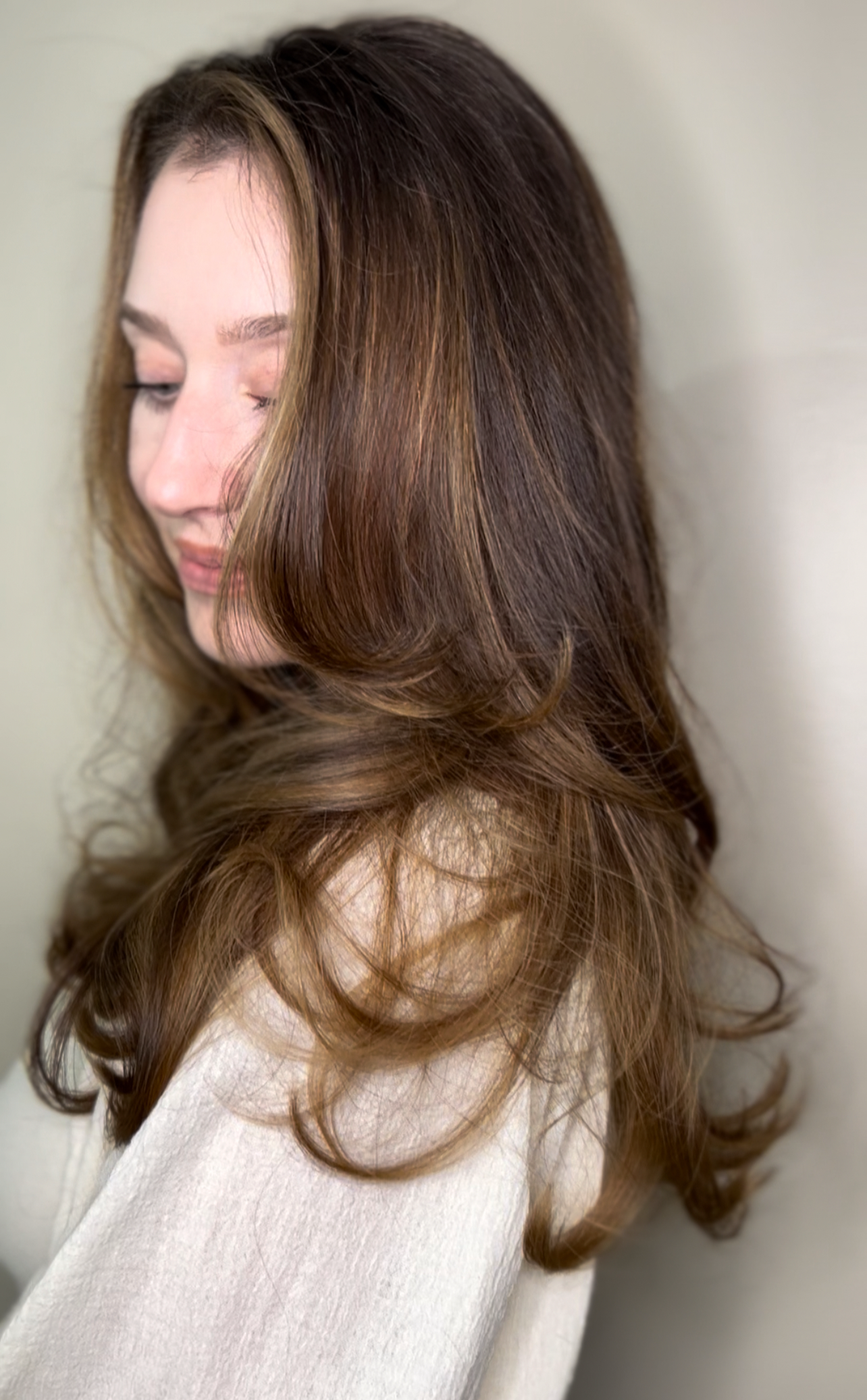 Deep brunette with copper ribbons