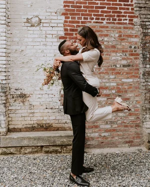 Bride and groom celebrating after ceremony