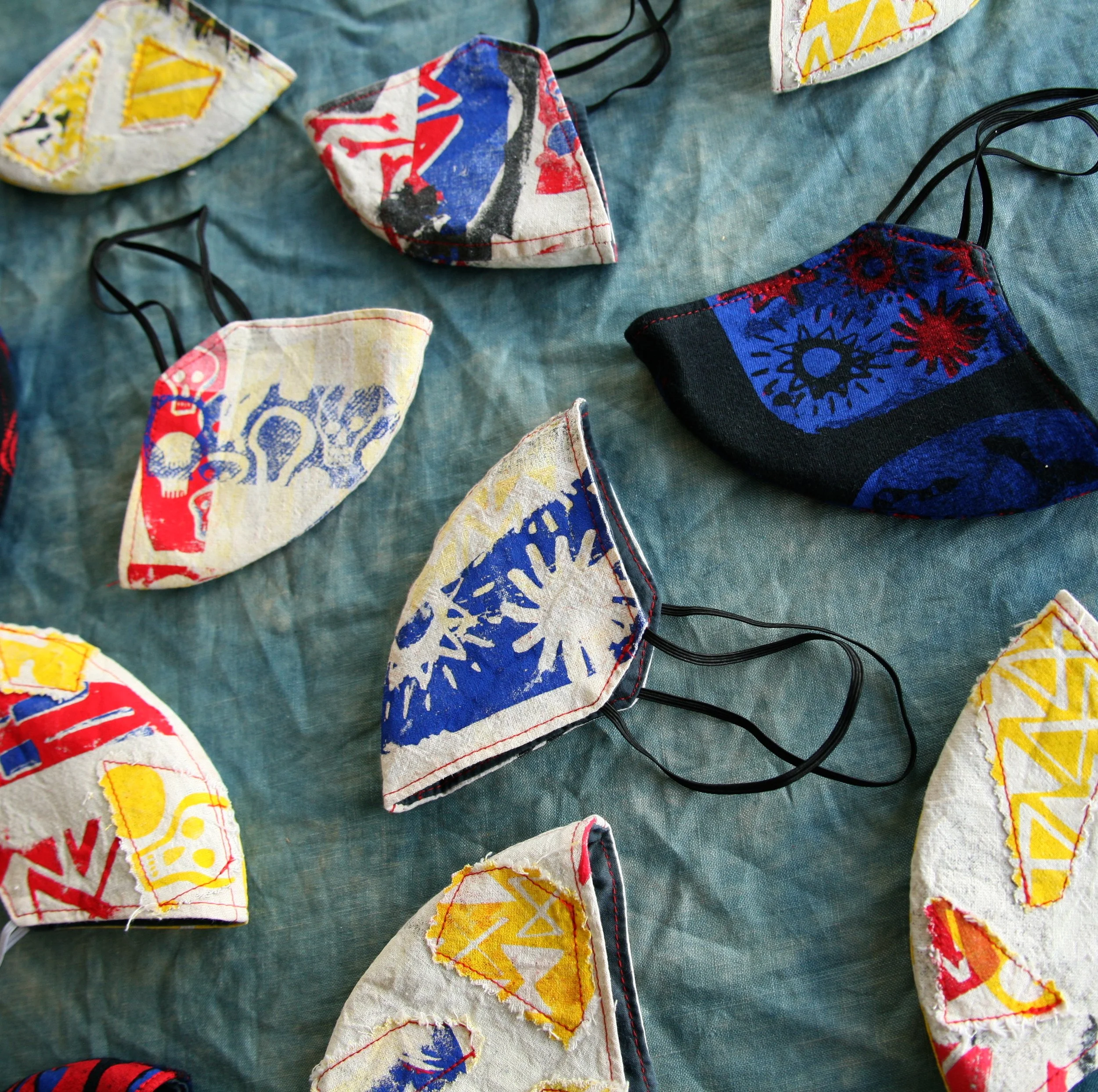 Reusable Hand Printed Small Masks 17 x 14.5cm