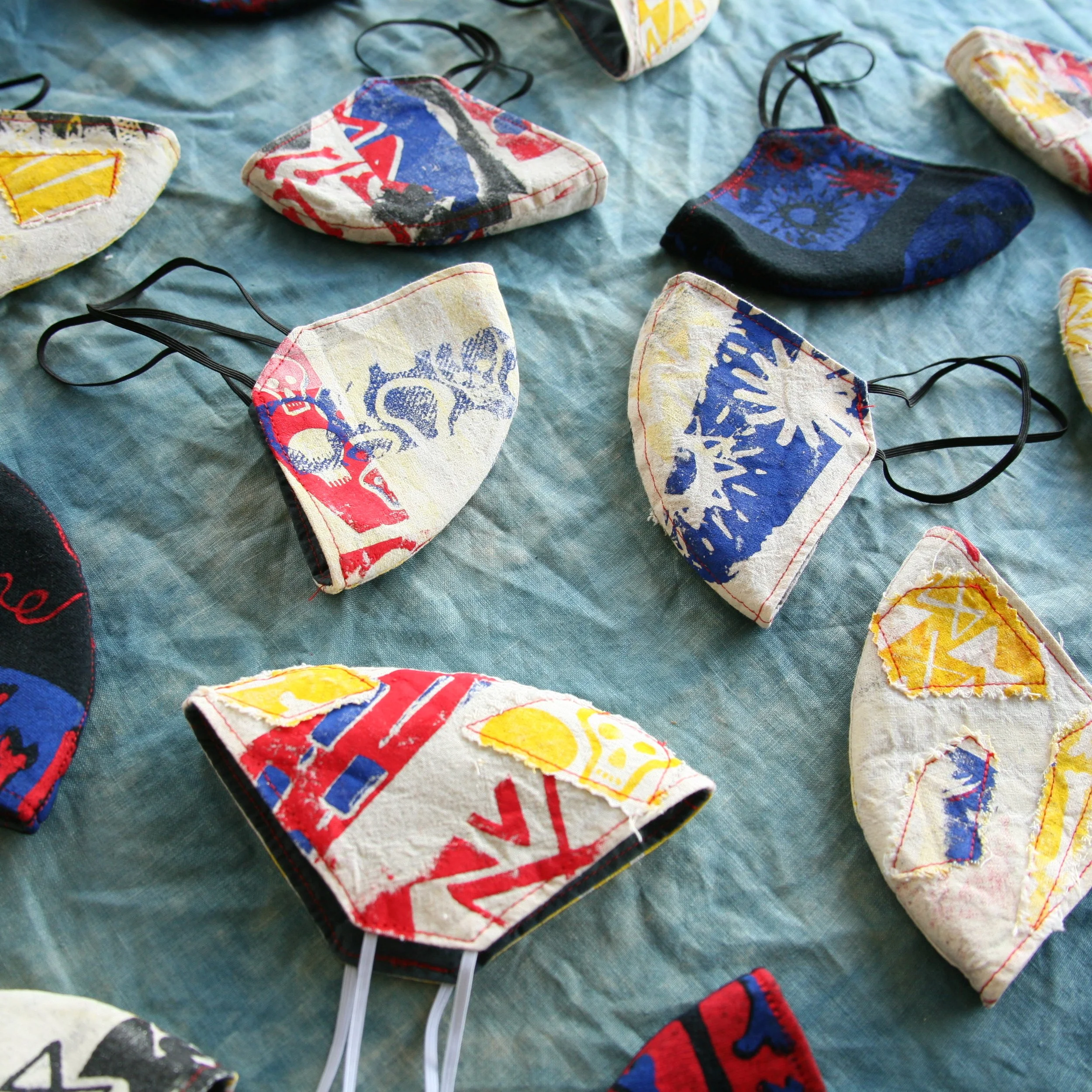 Reusable Hand Printed Big Masks 19 x 16.5cm