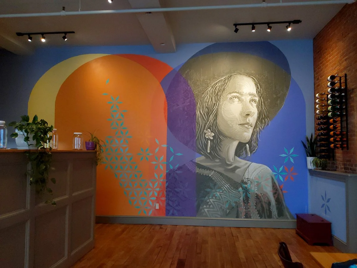 Mural in Taco Fresco, Lmnopi, 2023, Taco Fresco, Center St